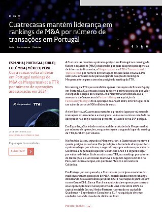 Cuatrecasas mantm liderana em rankings de M&A por nmero de transaes em Portugal